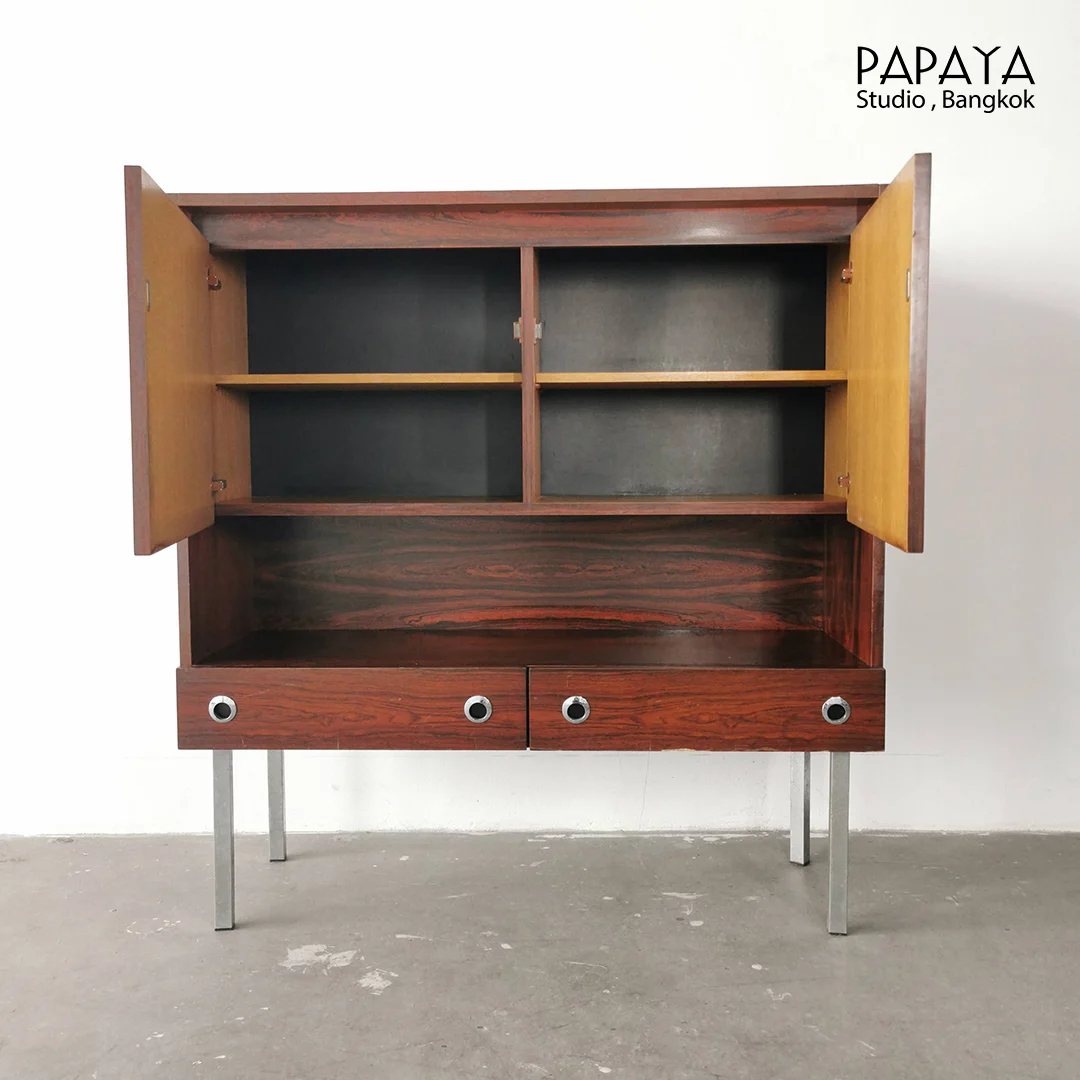 Rosewood Bar Cabinet on Chrome Legs, Mid-Century - Image 5