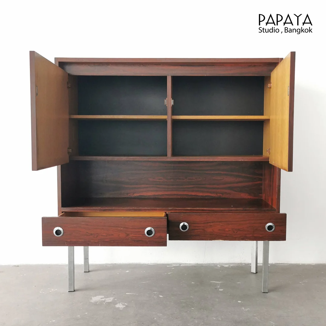Rosewood Bar Cabinet on Chrome Legs, Mid-Century - Image 4