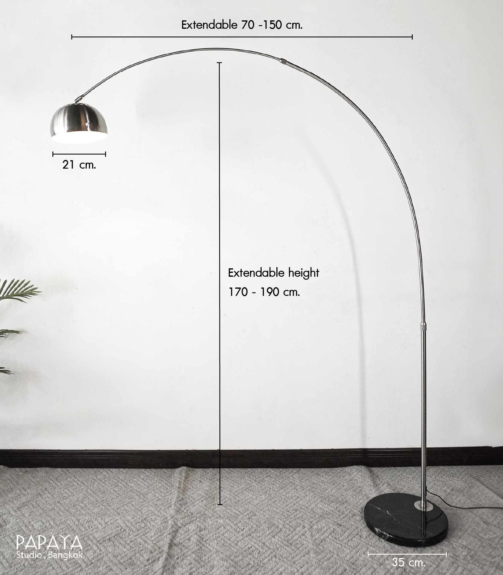 Sleek chrome arch modern lamp warm lighting - Image 2