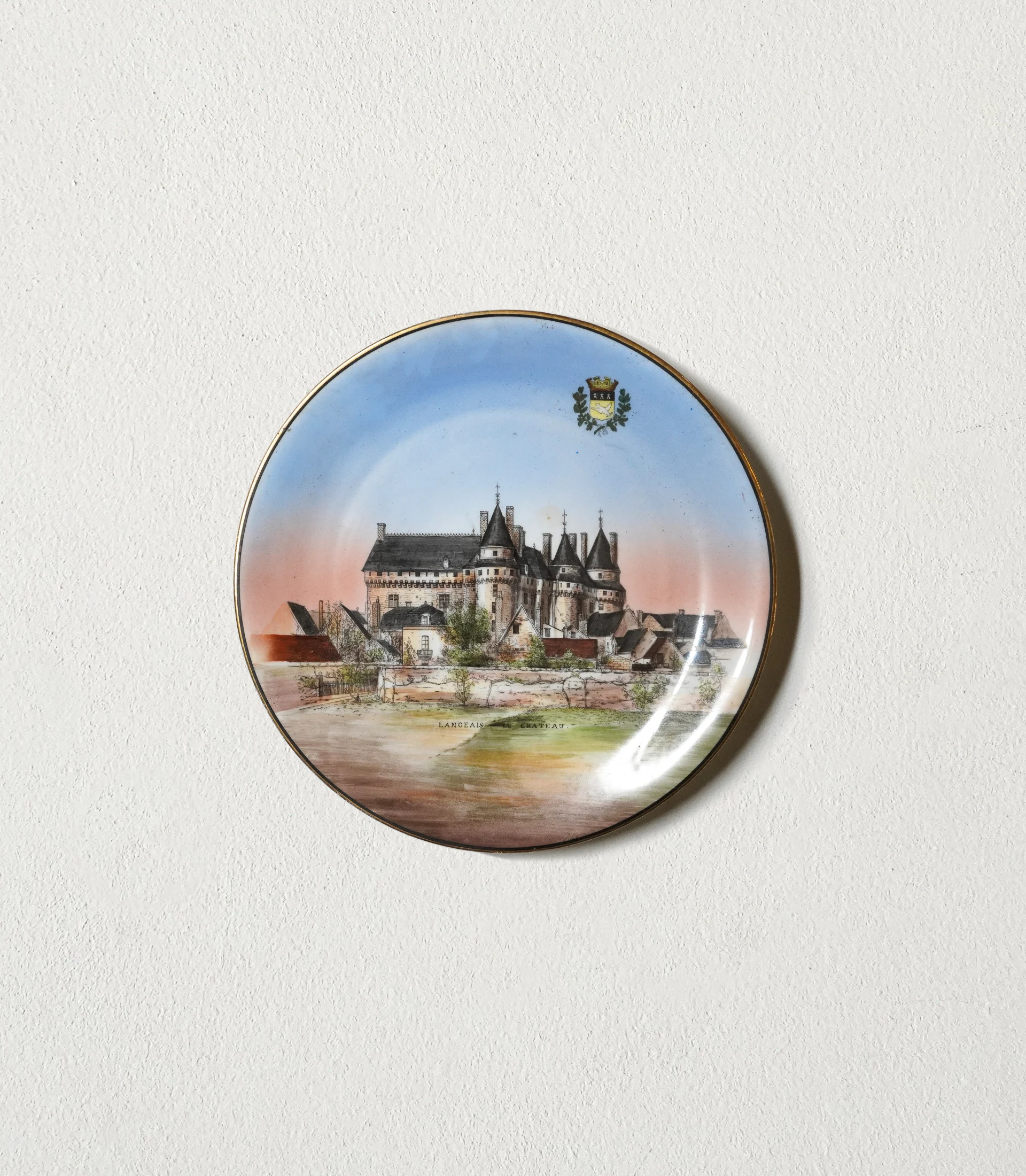 Vintage Wall Plate painting Castle Château de Langeais