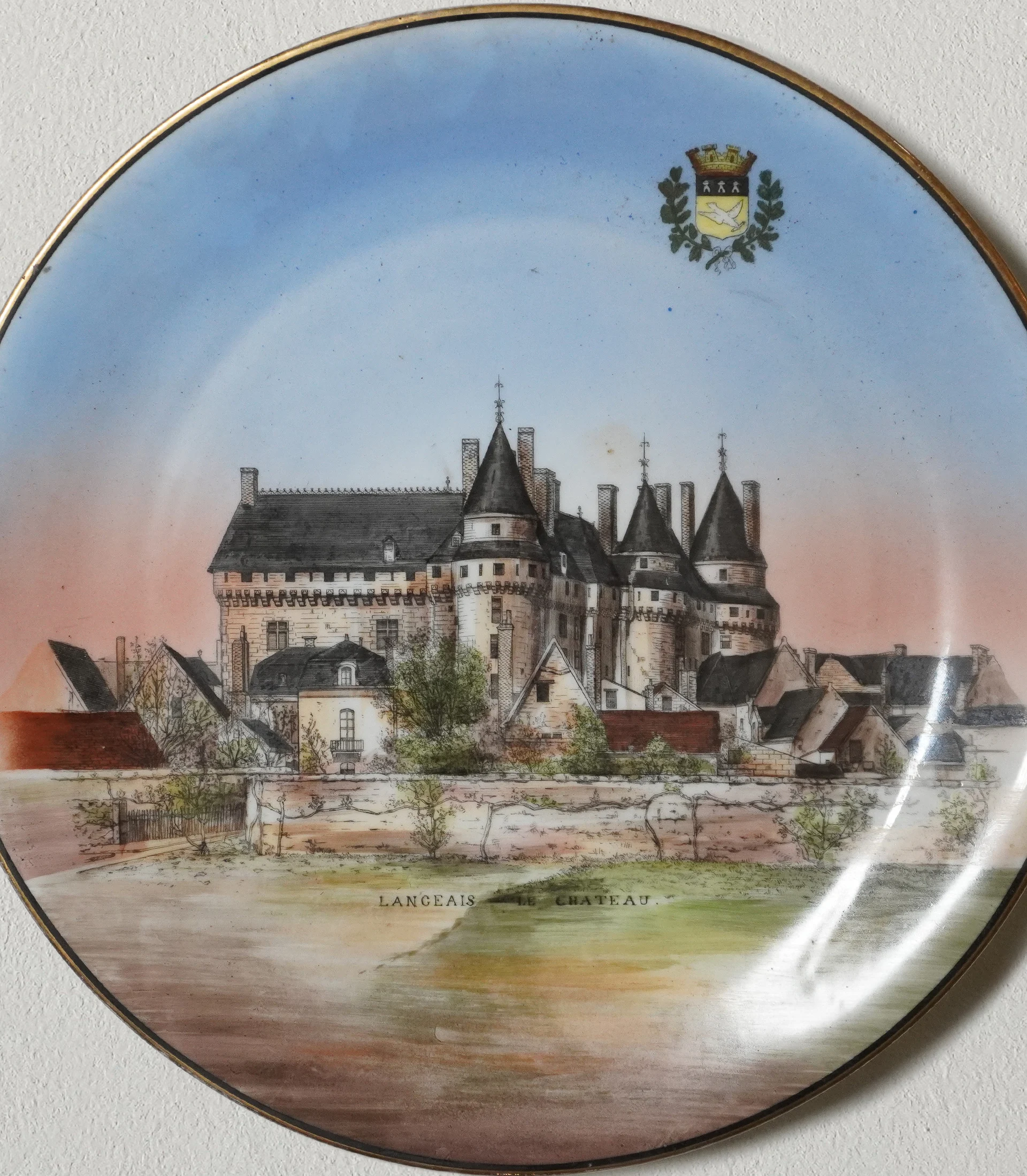 Vintage Wall Plate painting Castle Château de Langeais - Image 2