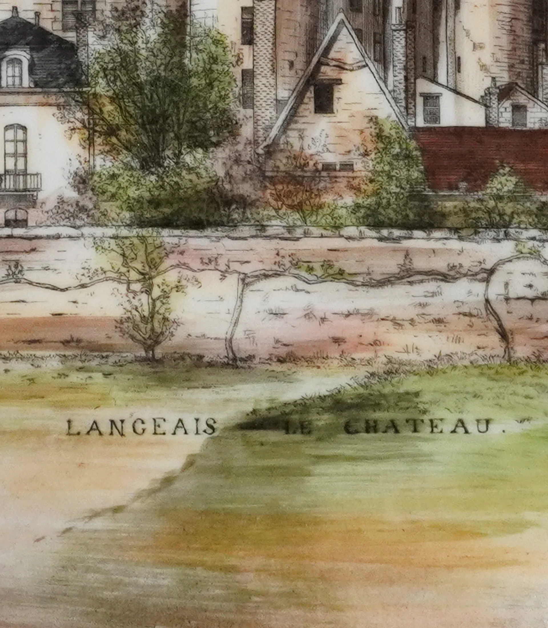 Vintage Wall Plate painting Castle Château de Langeais - Image 3