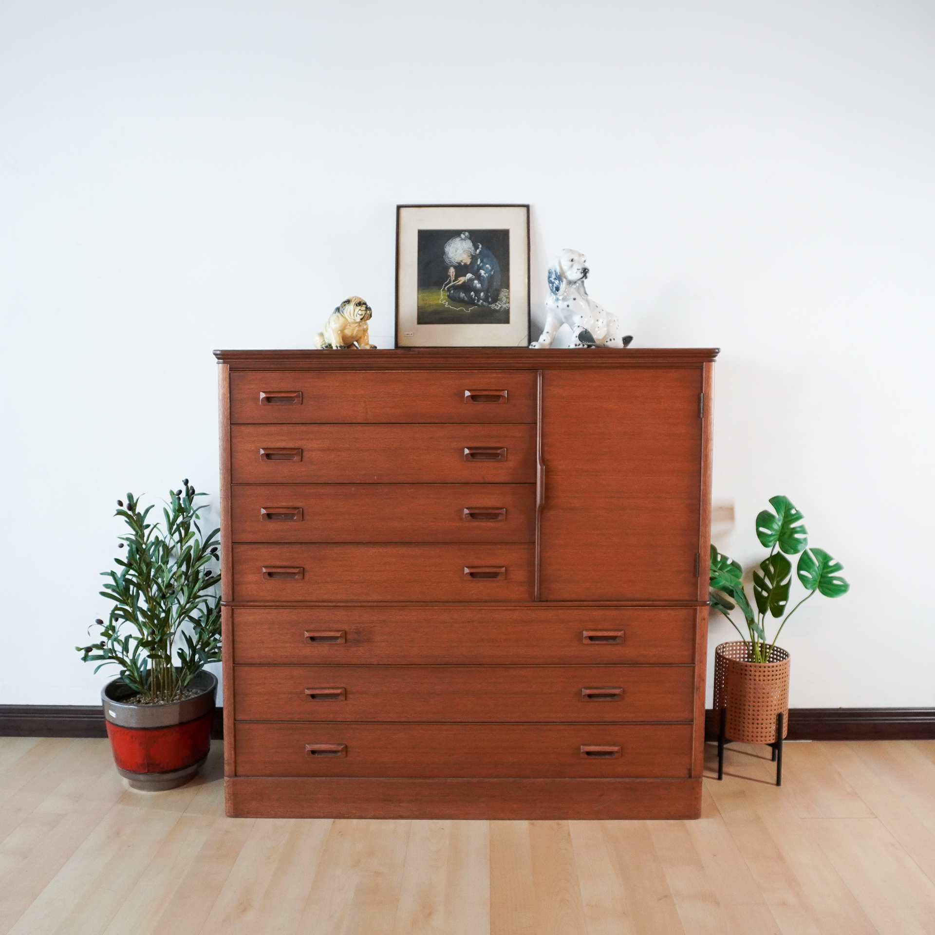 Rare high chest of drawer teak wood Vinde Møbelfabrik, Denmark, 1960s