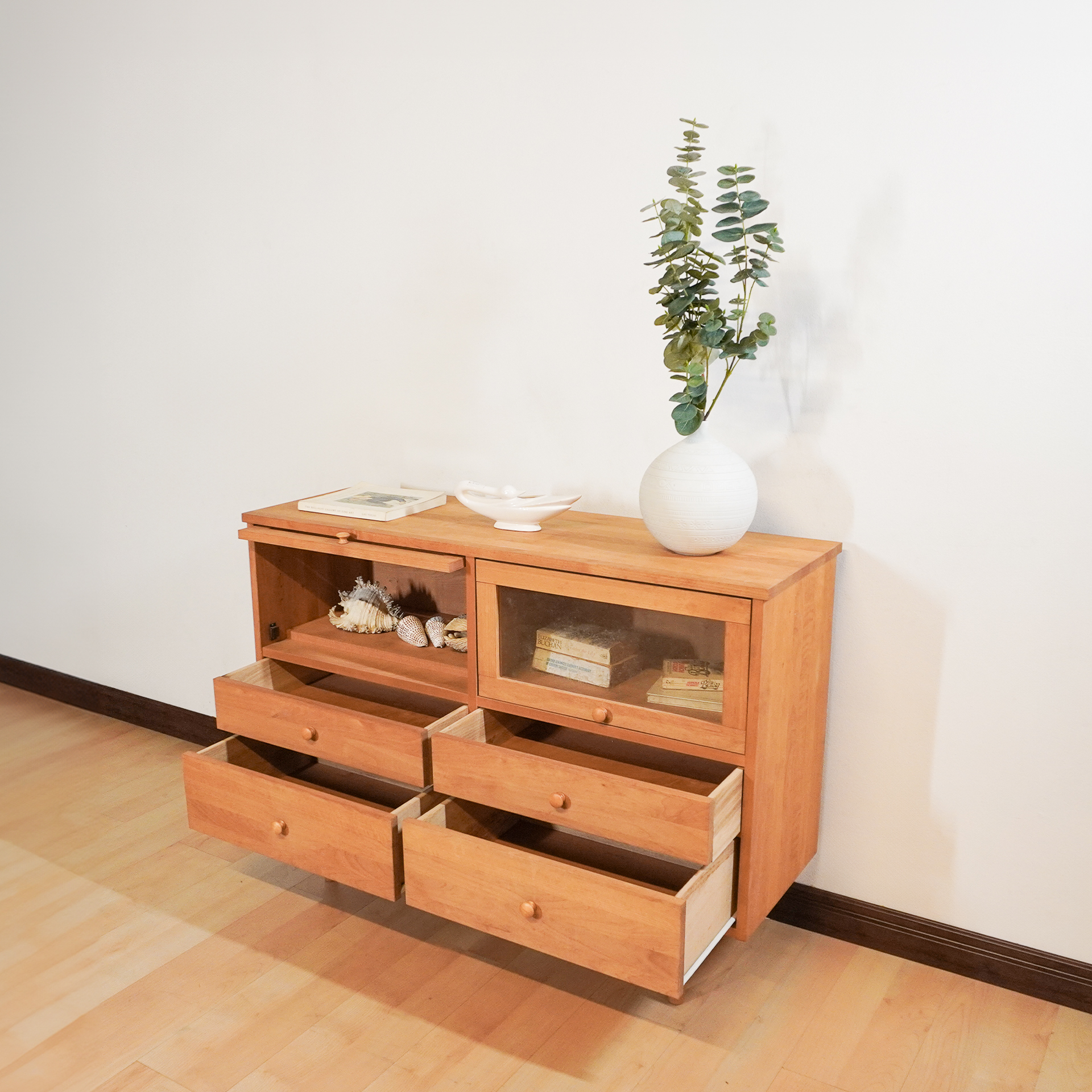 Display Cabinet Nordic Solid Wood 4-drawer - Image 3