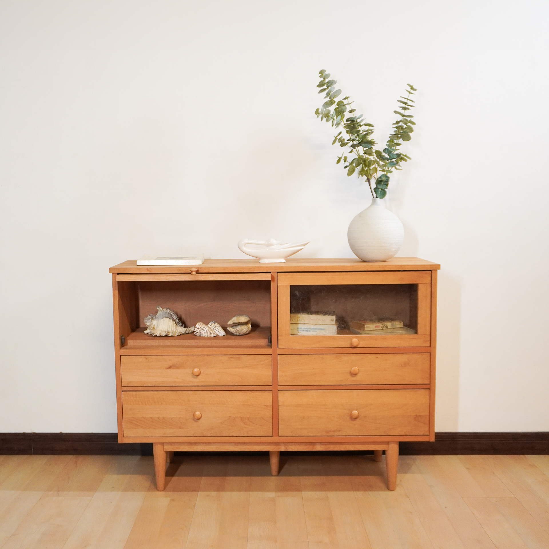 Display Cabinet Nordic Solid Wood 4-drawer - Image 8