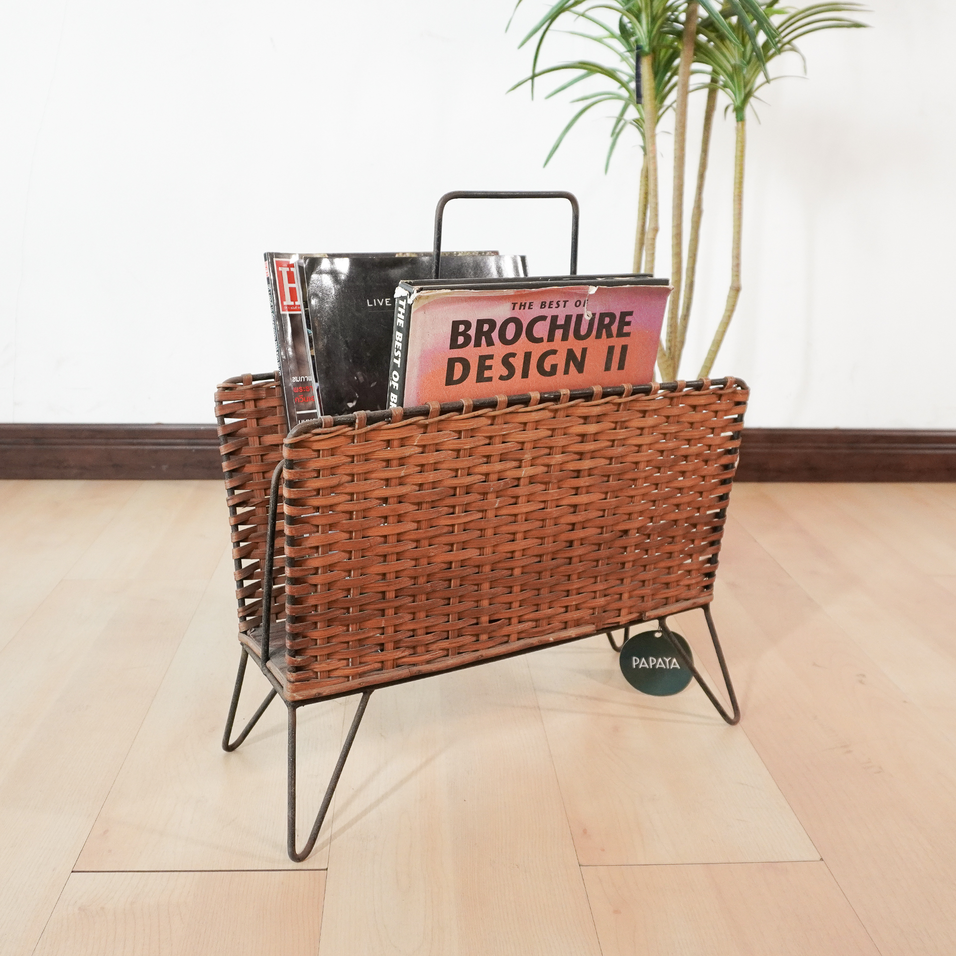 French Midcentury Rattan and Wrought Iron Armchair - Image 10