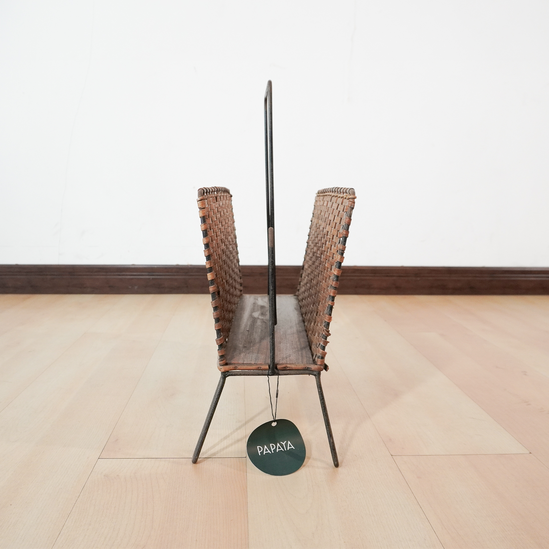 French Midcentury Rattan and Wrought Iron Armchair - Image 11
