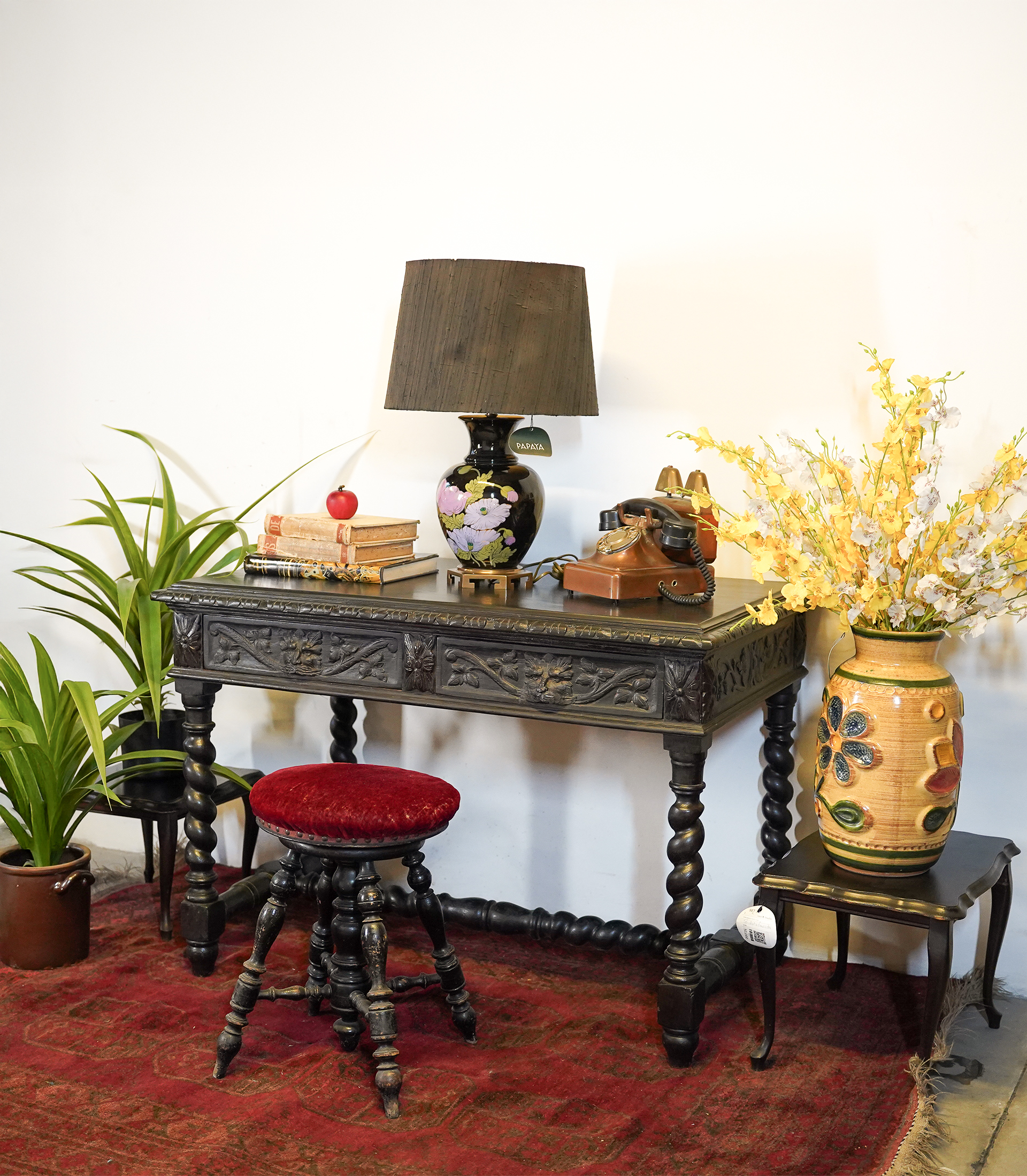 Victorian Carved Oak Writing Table Circa 1880 - Image 8