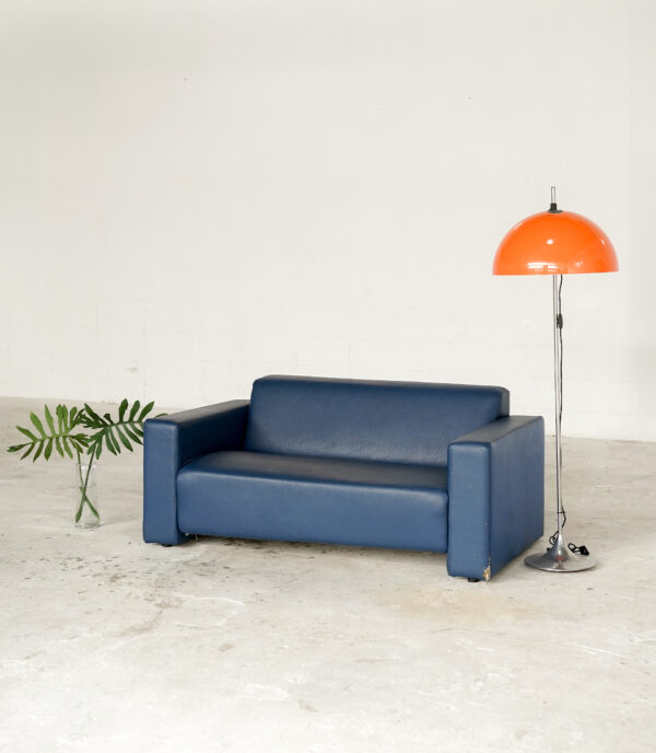 Midnight Blue Leather Sofa