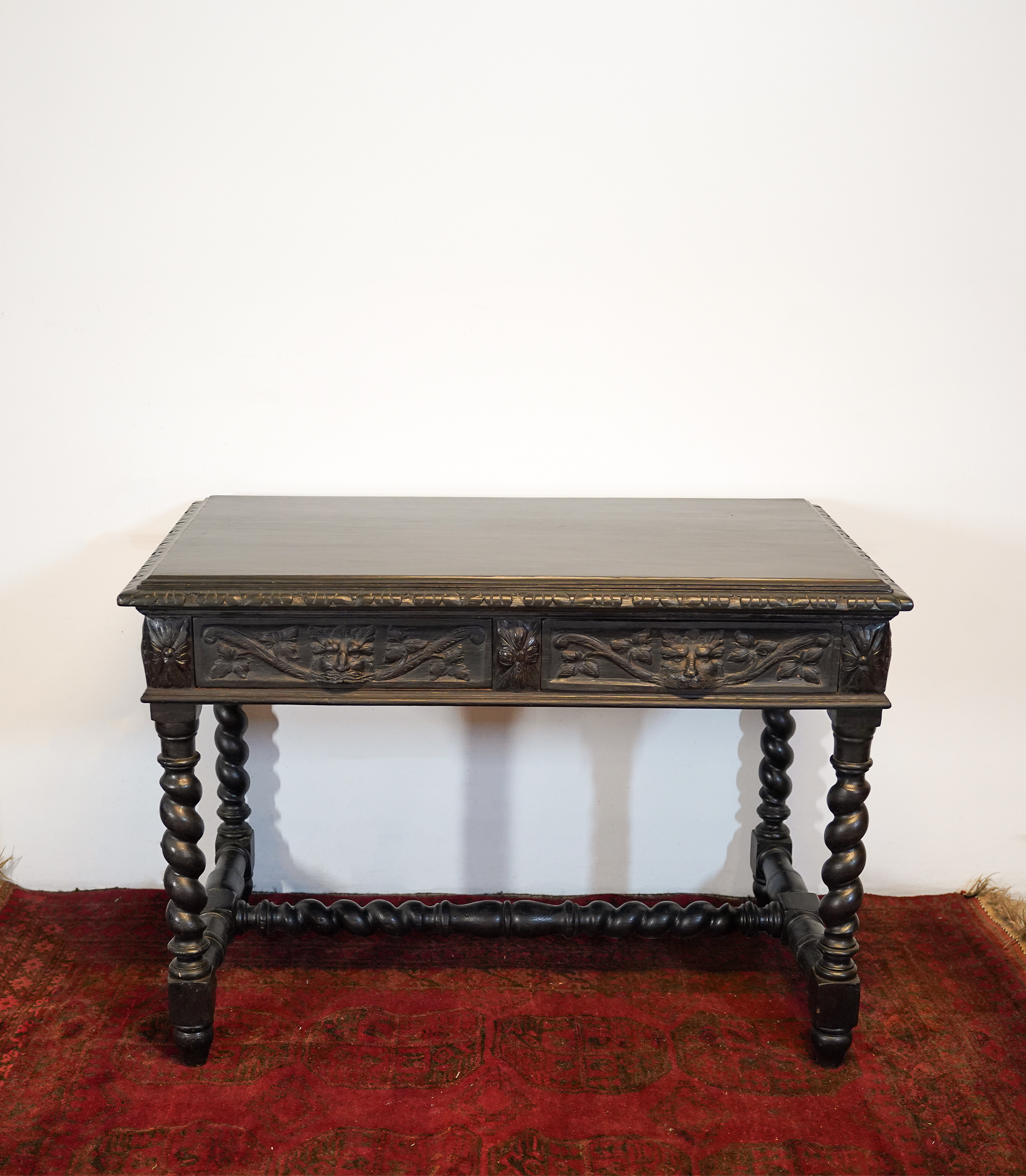 Victorian Carved Oak Writing Table Circa 1880