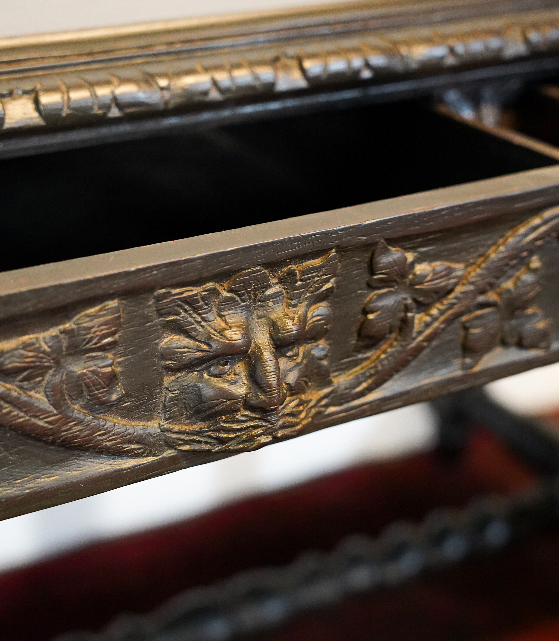 Victorian Carved Oak Writing Table Circa 1880 - Image 5