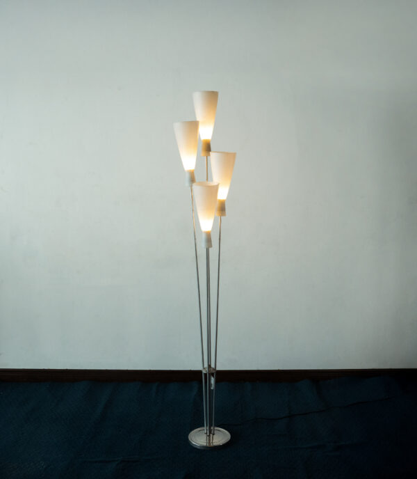 Vintage Funnel Glass 4-Bulb Floor Lamp.