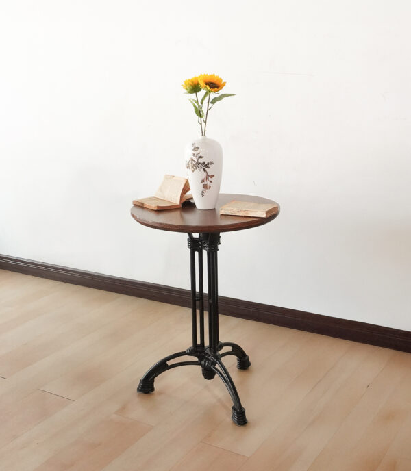 Mid-Century Modern Round Coffee Table with Metal Base