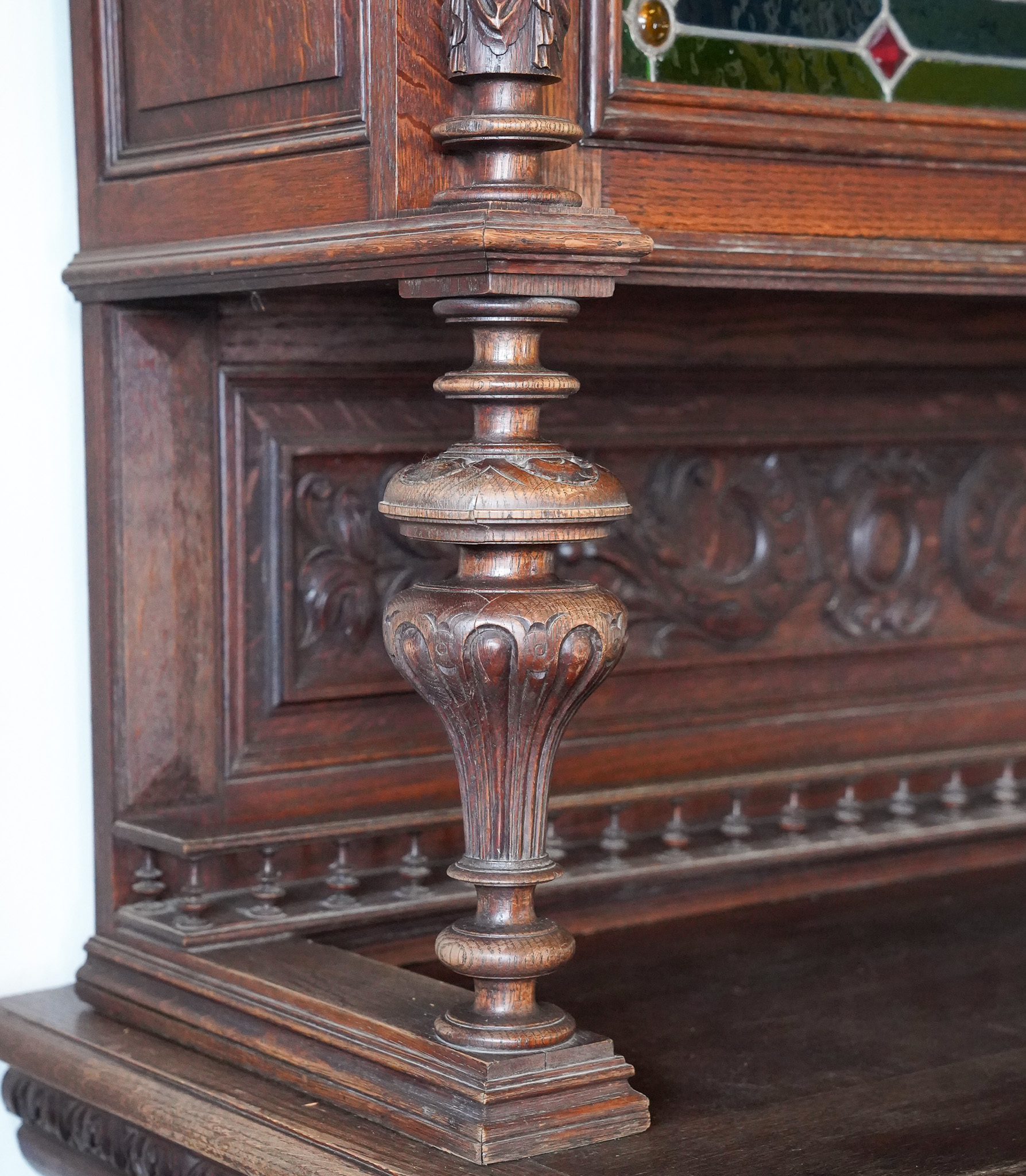 French Edwardian Antique Coloured Glass Cabinet 1920s - Image 15