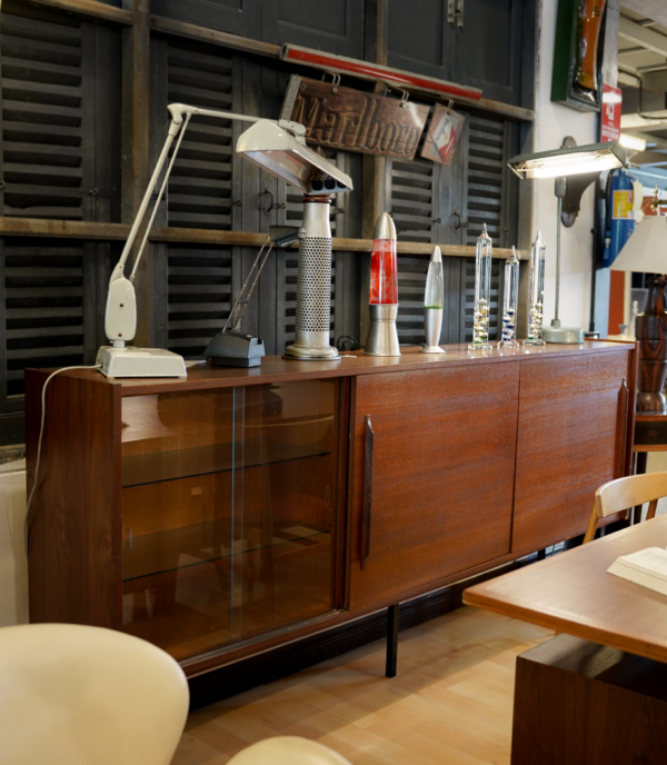 Large Vintage Sideboard with Glass Doors 1960s