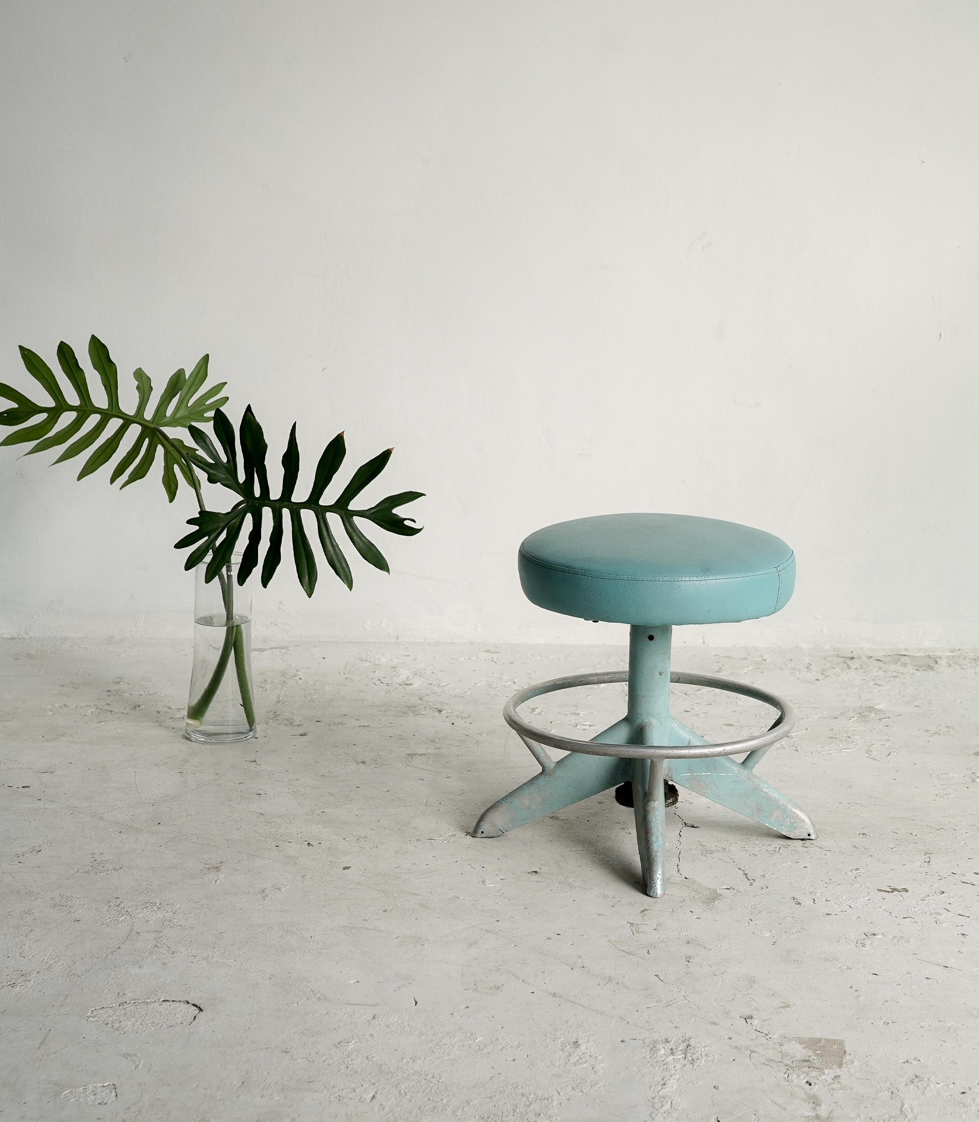 Teal Industrial Swivel Stool - Image 2