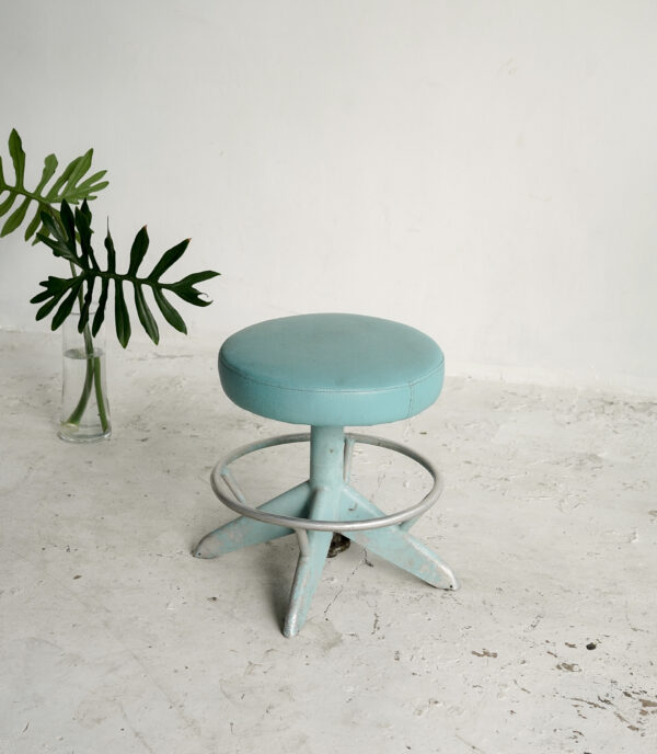 Teal Industrial Swivel Stool