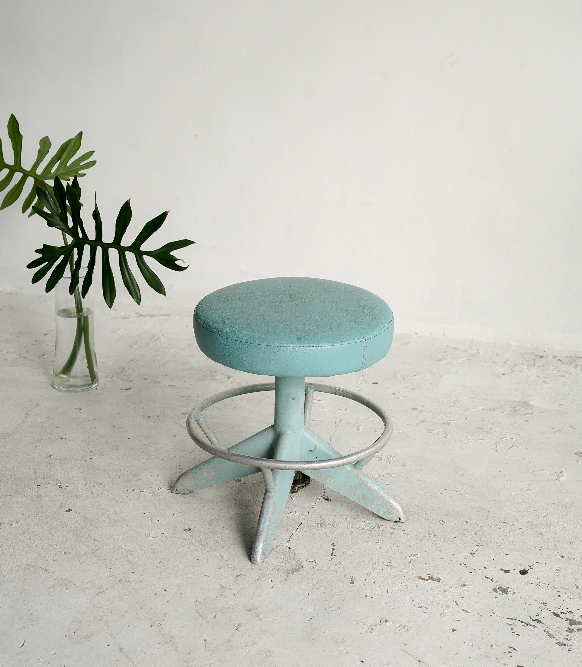 Teal Industrial Swivel Stool