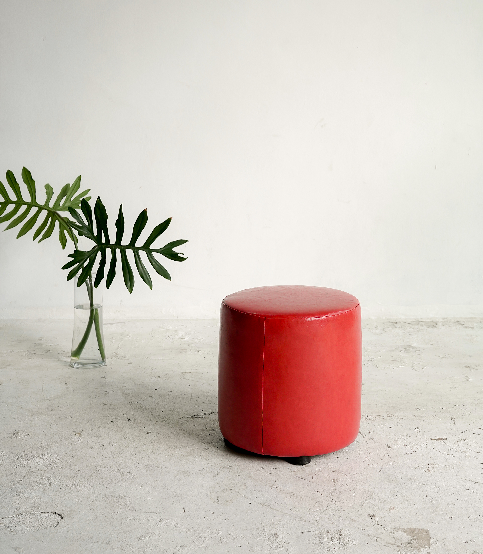 Scarlet Leather Stool - Image 2
