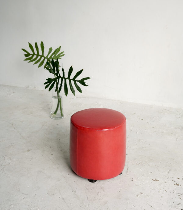 Scarlet Leather Stool