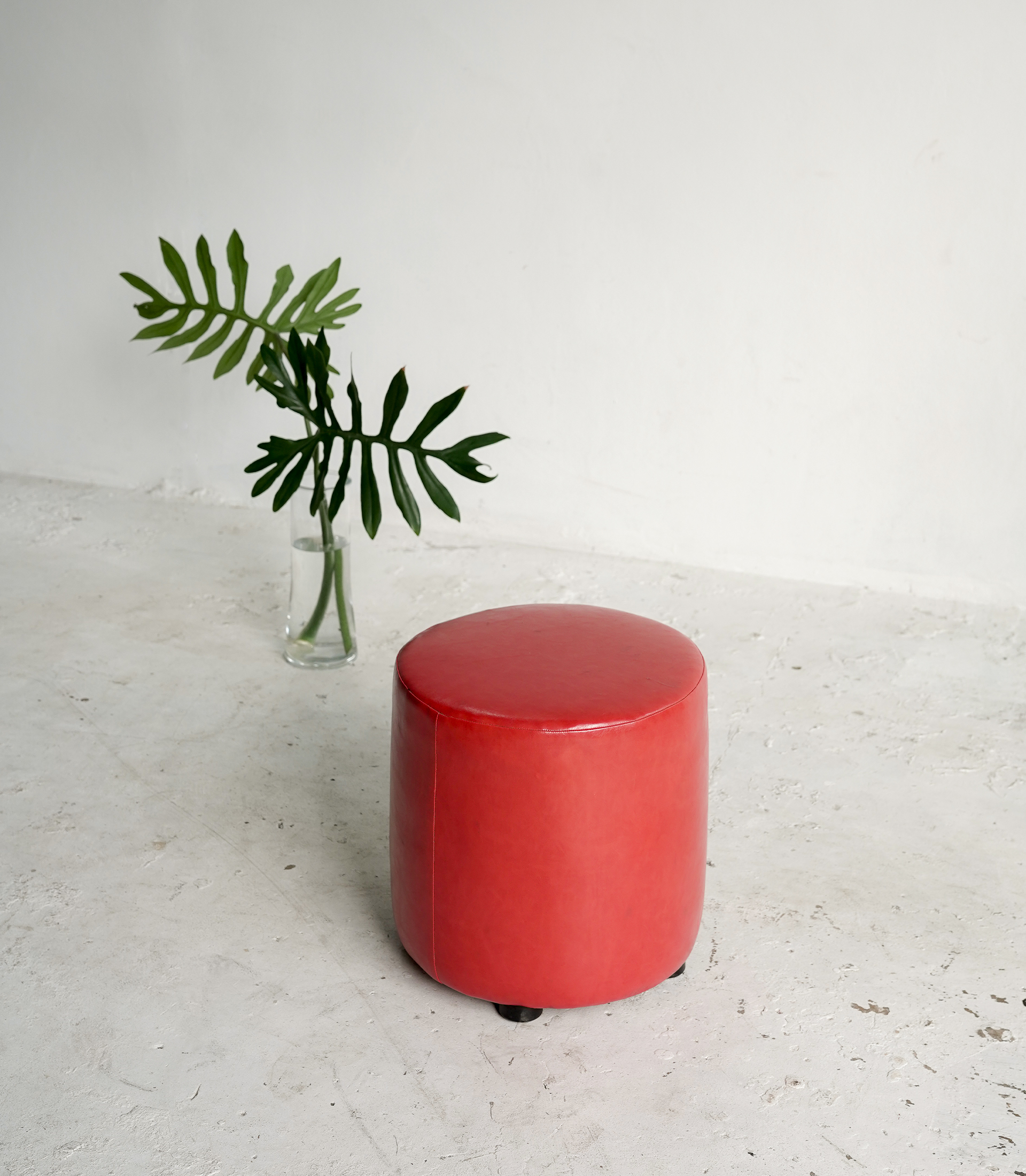 Scarlet Leather Stool