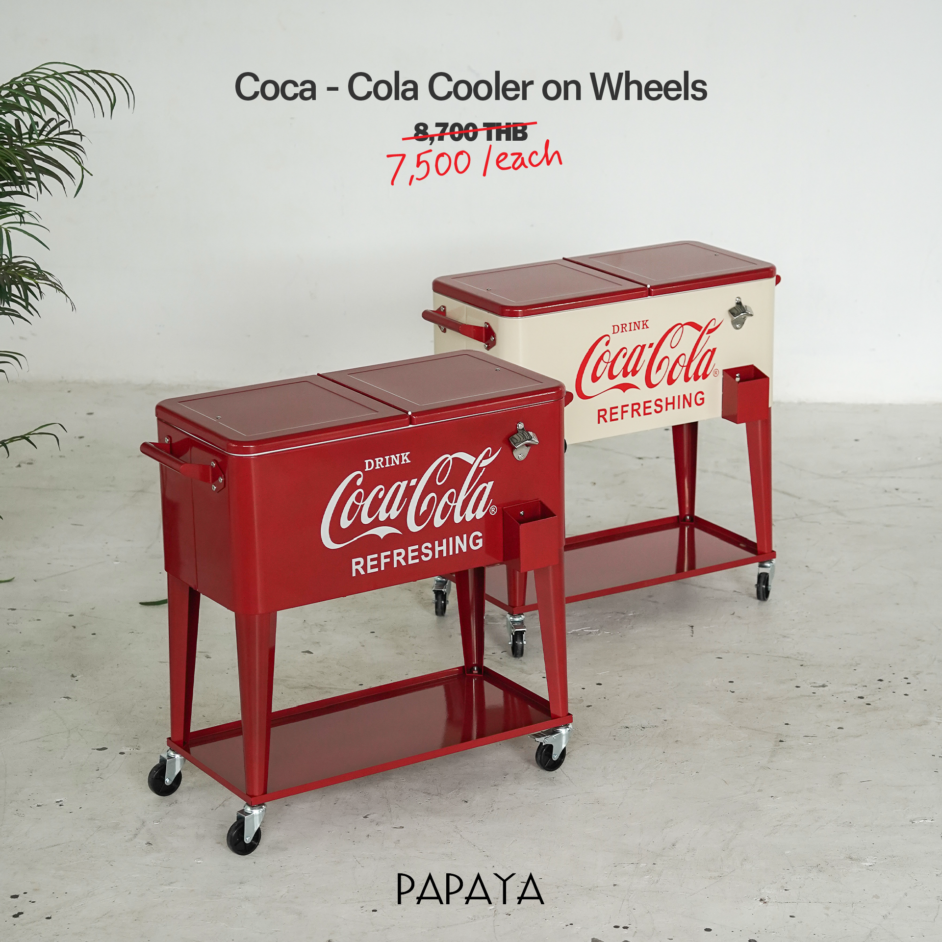 Vintage Coca-Cola Rolling Cooler Cart