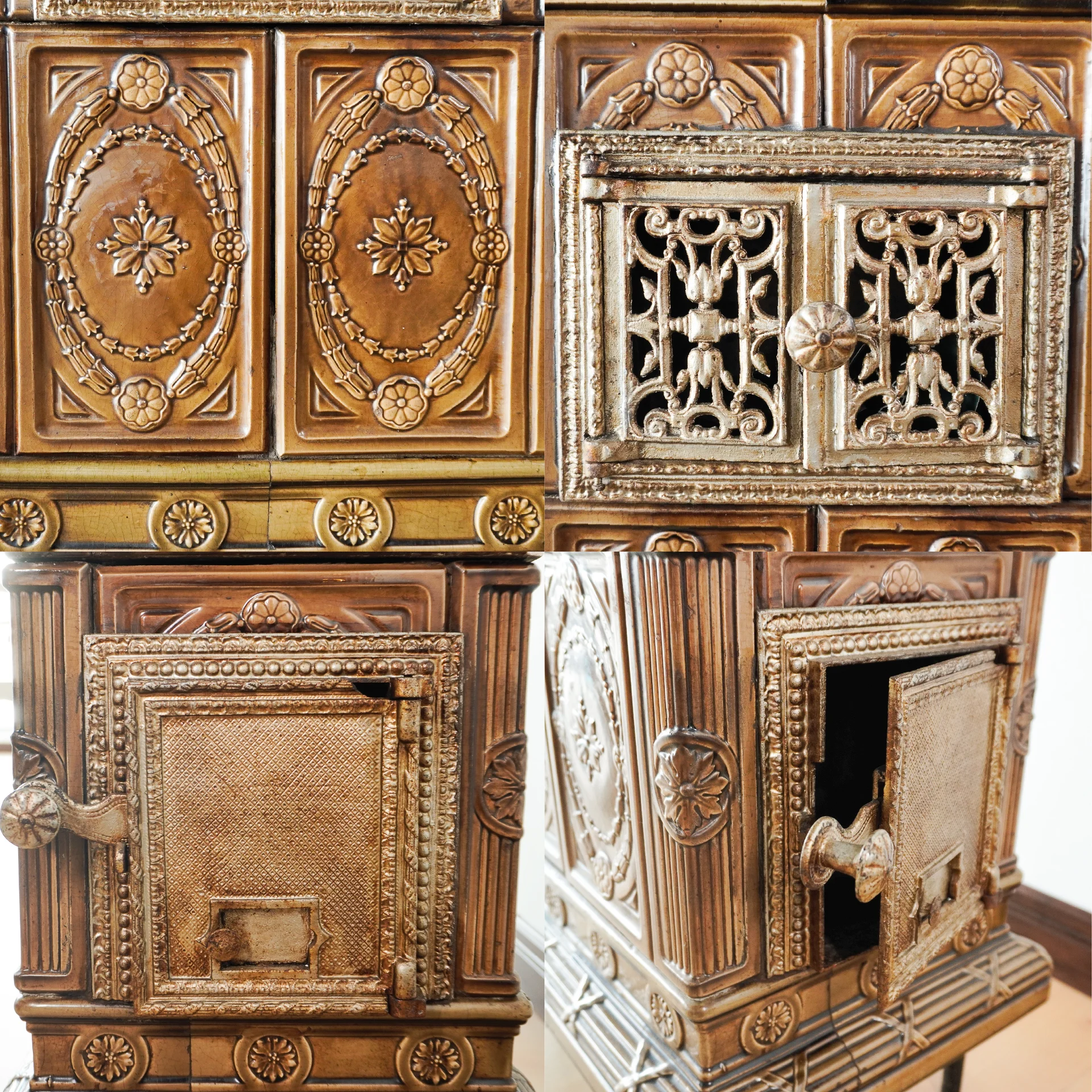 Old Chascoal stove with stone top tiles, French, 20th century. The stove has a separate hearth and an oven - Image 4