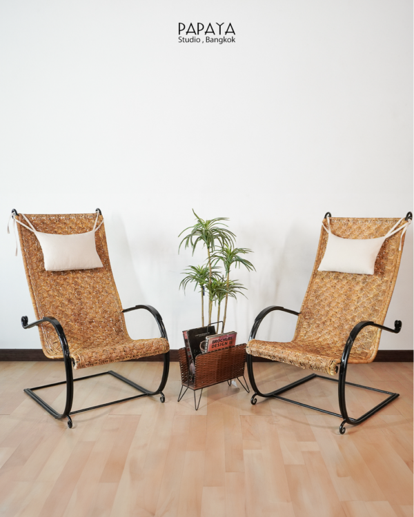 French Midcentury Rattan and Wrought Iron Armchair