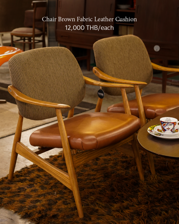 (Chair Brown Fabric Leather Cushion