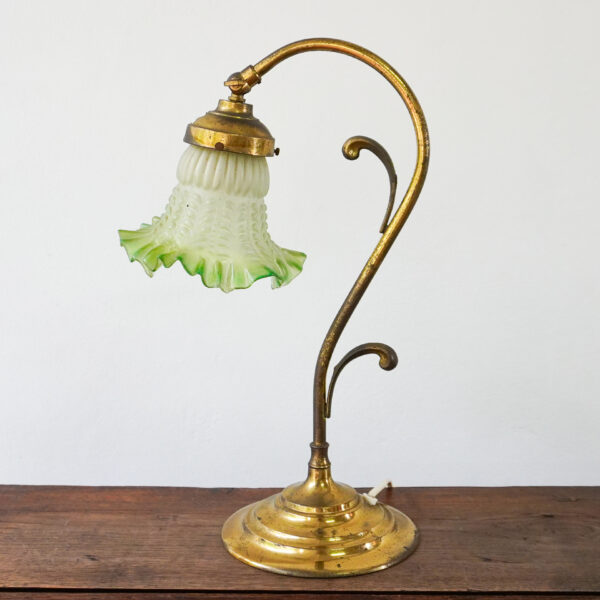 Vintage Flower Lamp Glass Metal 1980s