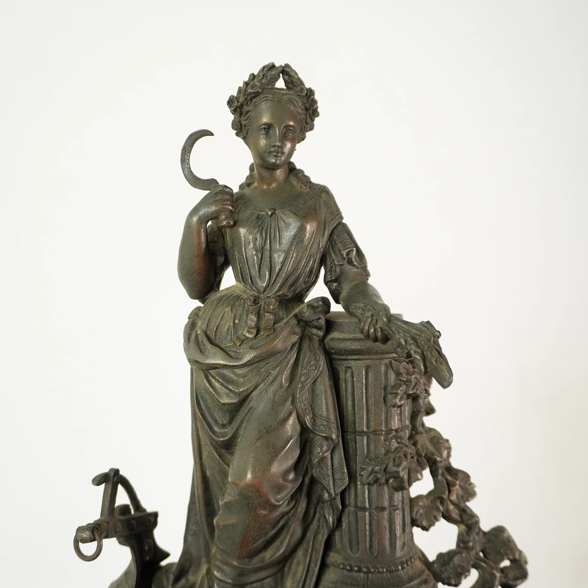 French Spelter with a female figure, Gilt Bronze Clock. - Image 2