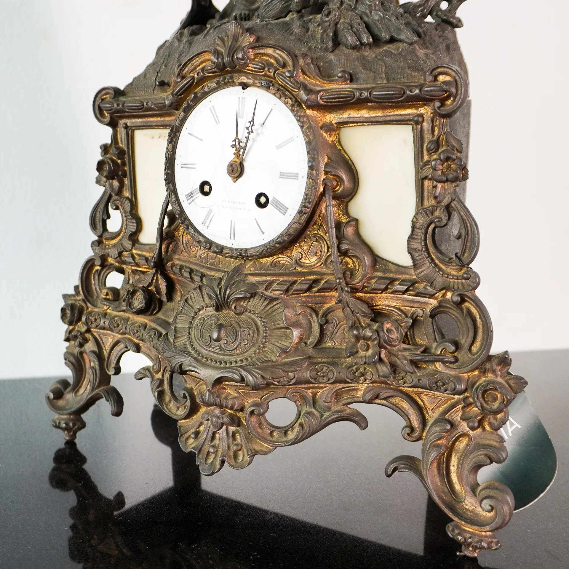 French Spelter with a female figure, Gilt Bronze Clock. - Image 3