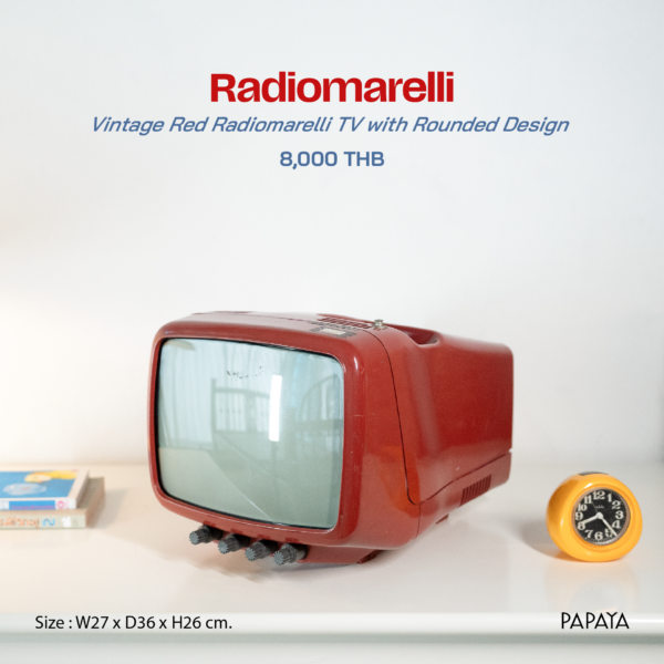 Vintage Red Radiomarelli TV with Rounded Design