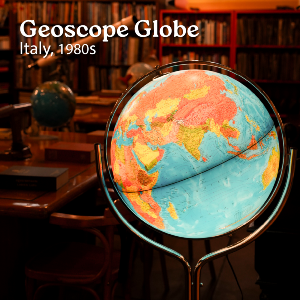 Geoscope Illuminated Globe on Chrome Stand Italy, 1980
