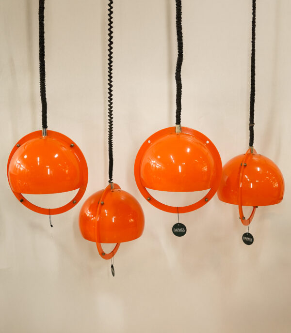 Space Age Orange Pendant Light 80s