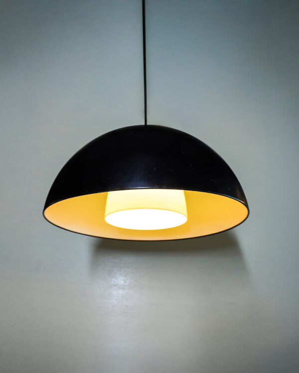 Vintage Black Semicircle Pendant Lights, 1960s