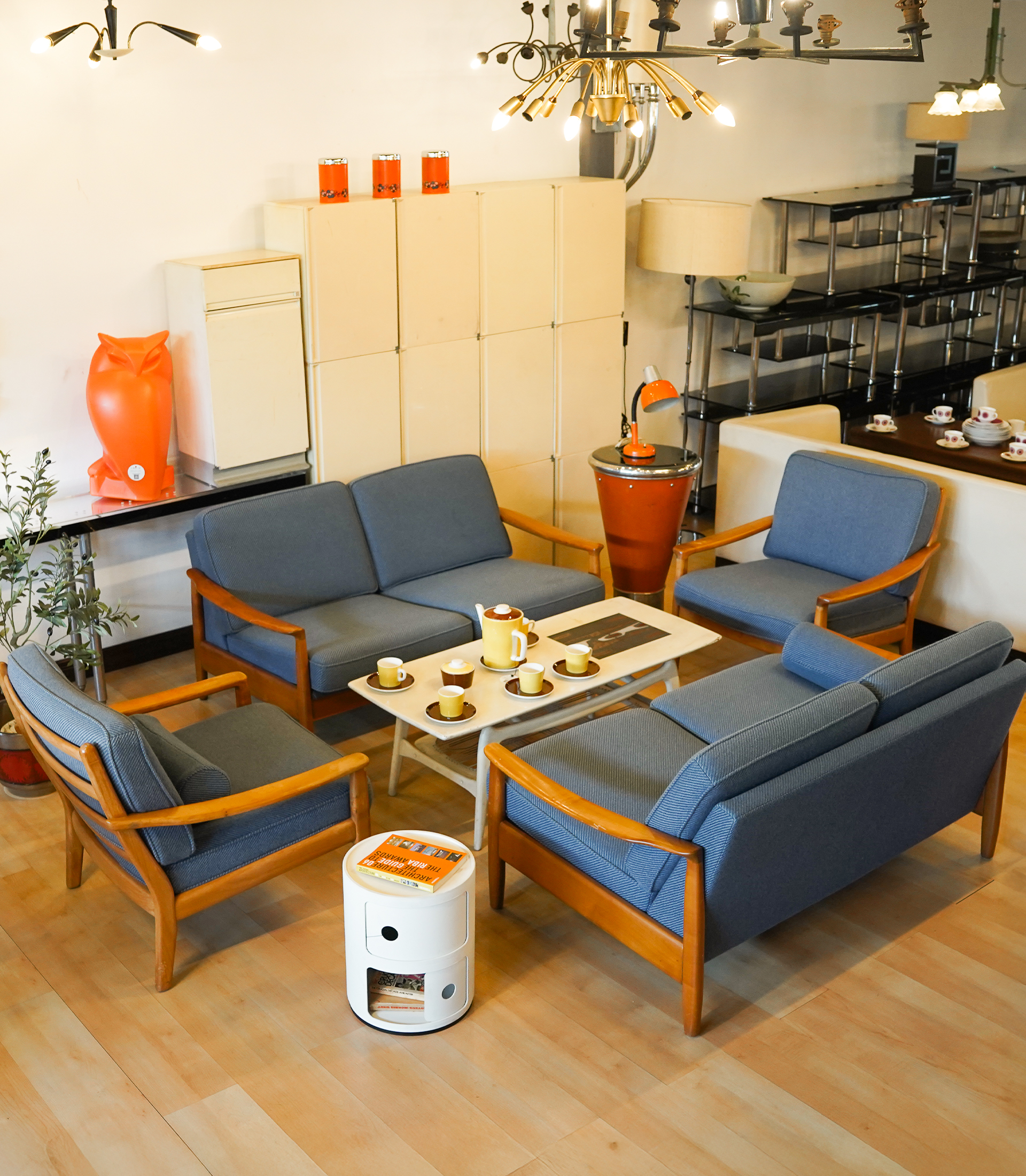 Mid-Century Danish Sofa in Blue Wool - Image 5