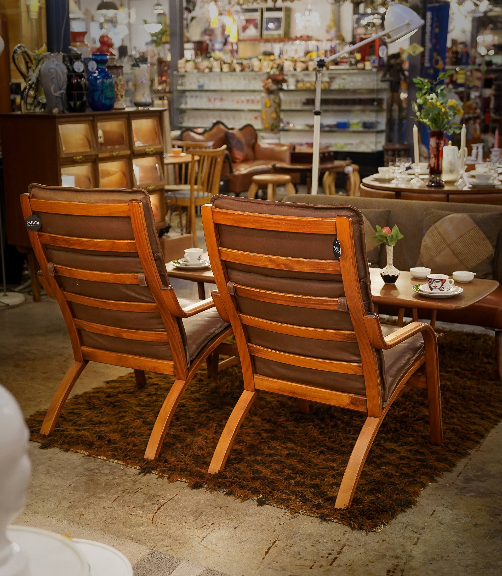 Pair of Stouby Bentwood Leather Lounge Chairs - Denmark, 1970s - Image 4