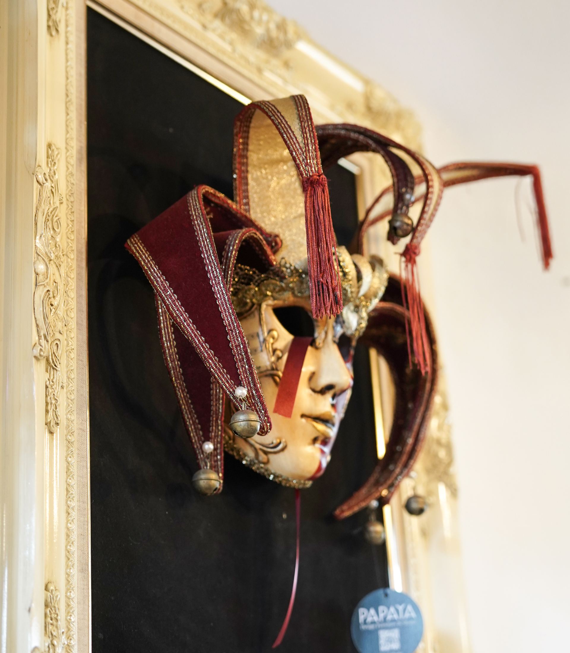 Framed Jester Mask, Venetian Style, Italy, Late 20th Century - Image 3