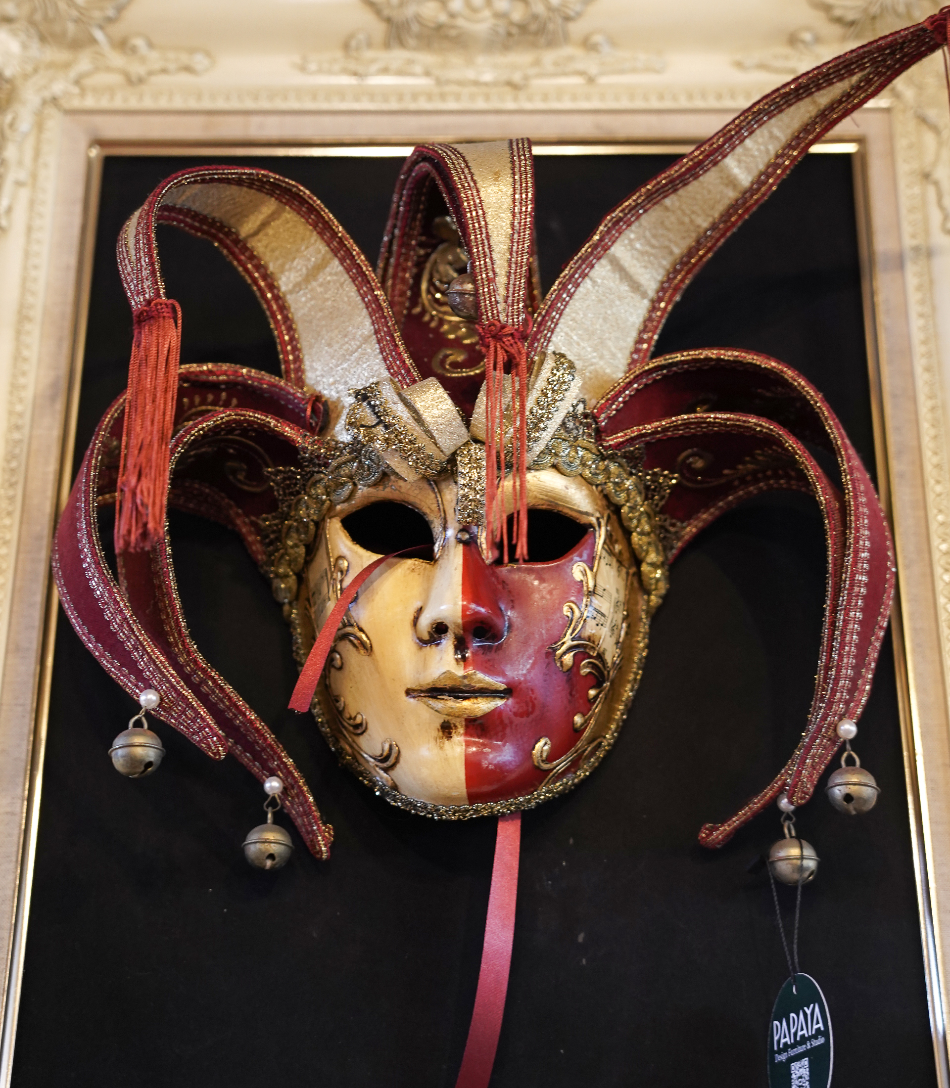 Framed Jester Mask, Venetian Style, Italy, Late 20th Century - Image 2