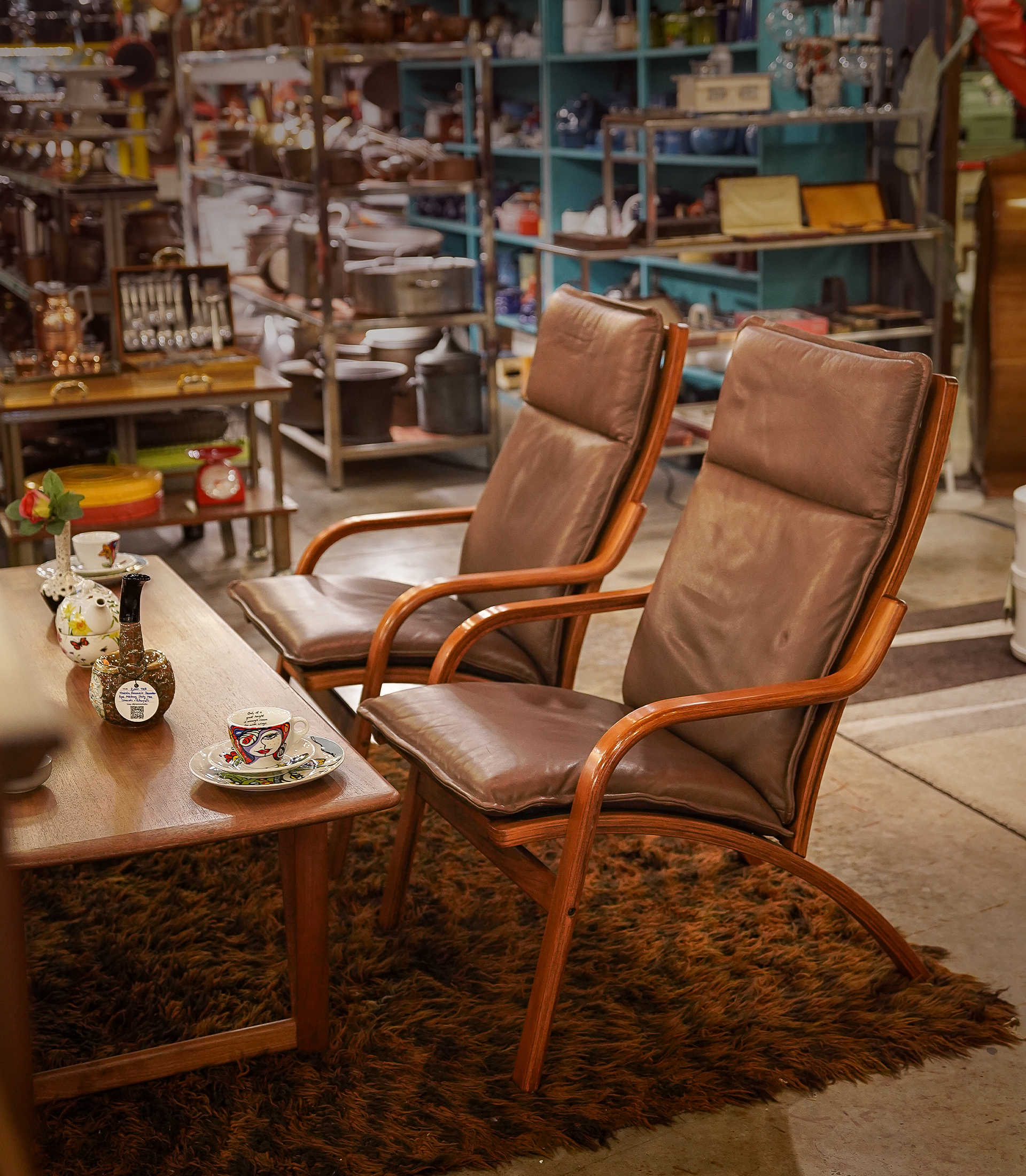 Pair of Stouby Bentwood Leather Lounge Chairs - Denmark, 1970s - Image 5