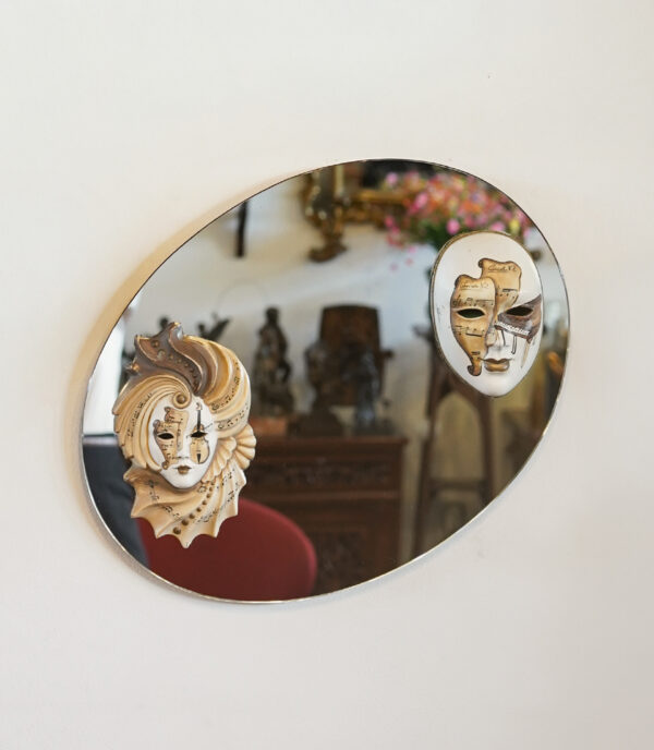 Oval Carnival Mask Mirror, Venetian Style, Italy, Contemporary