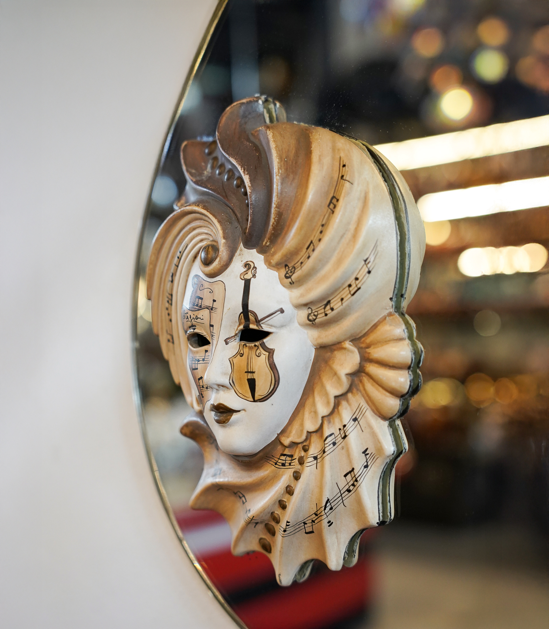 Oval Carnival Mask Mirror, Venetian Style, Italy, Contemporary - Image 2
