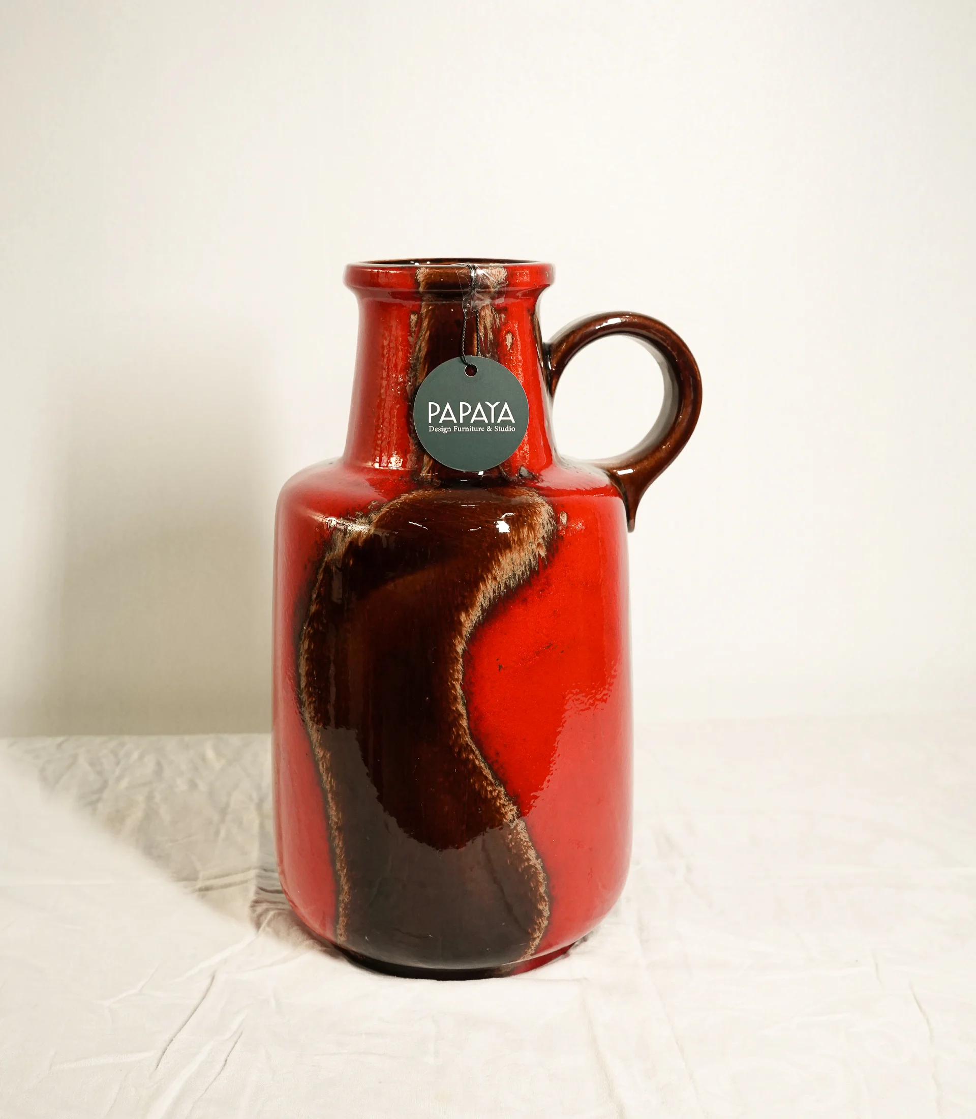 Scheurich - 1960s Tall Fat Lava Floor Vase (Model 407-35) W. Germany - Image 5