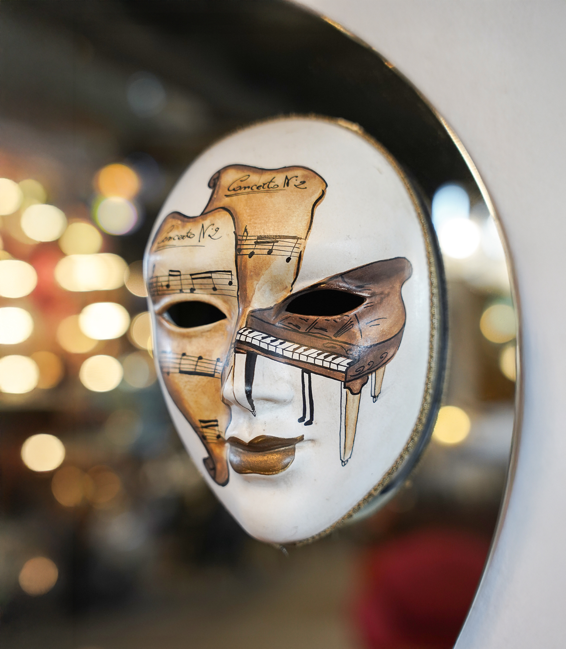 Oval Carnival Mask Mirror, Venetian Style, Italy, Contemporary - Image 3