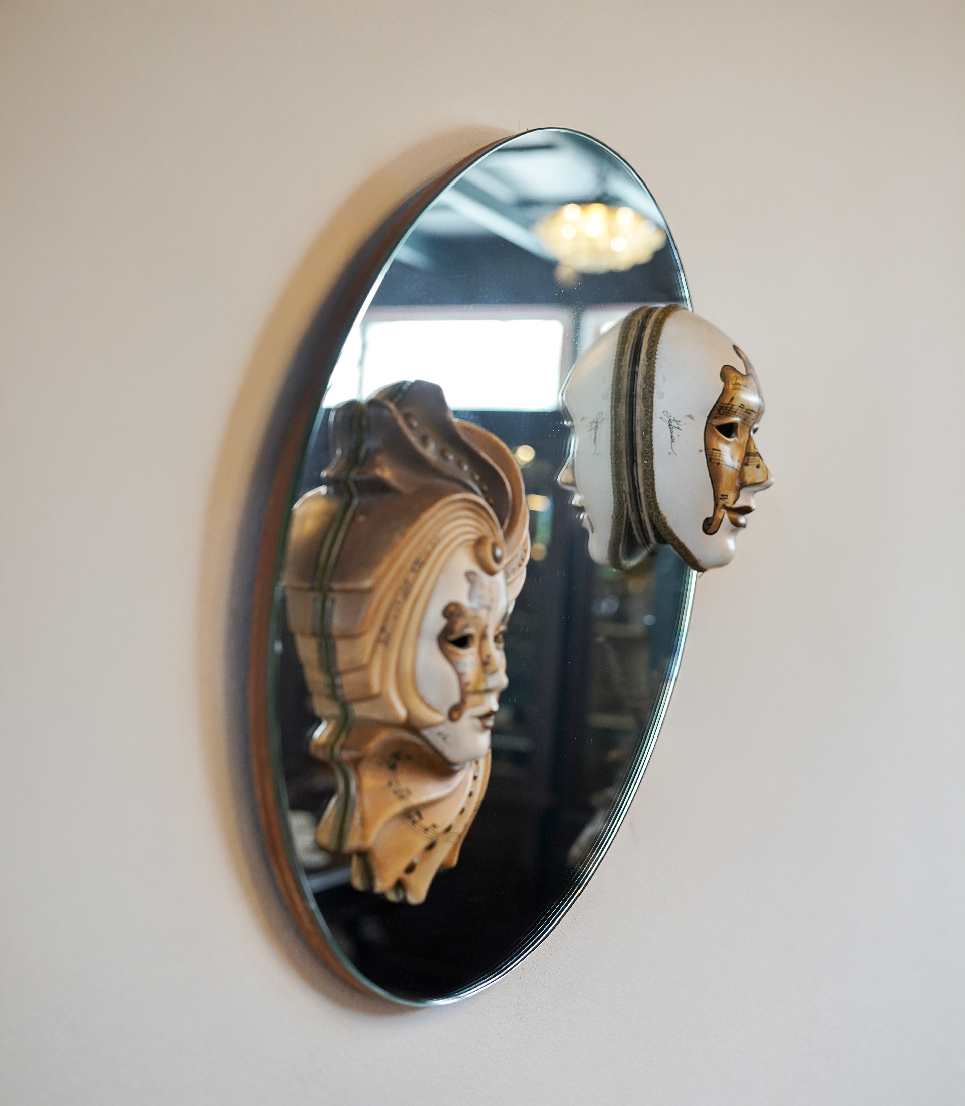 Oval Carnival Mask Mirror, Venetian Style, Italy, Contemporary - Image 4