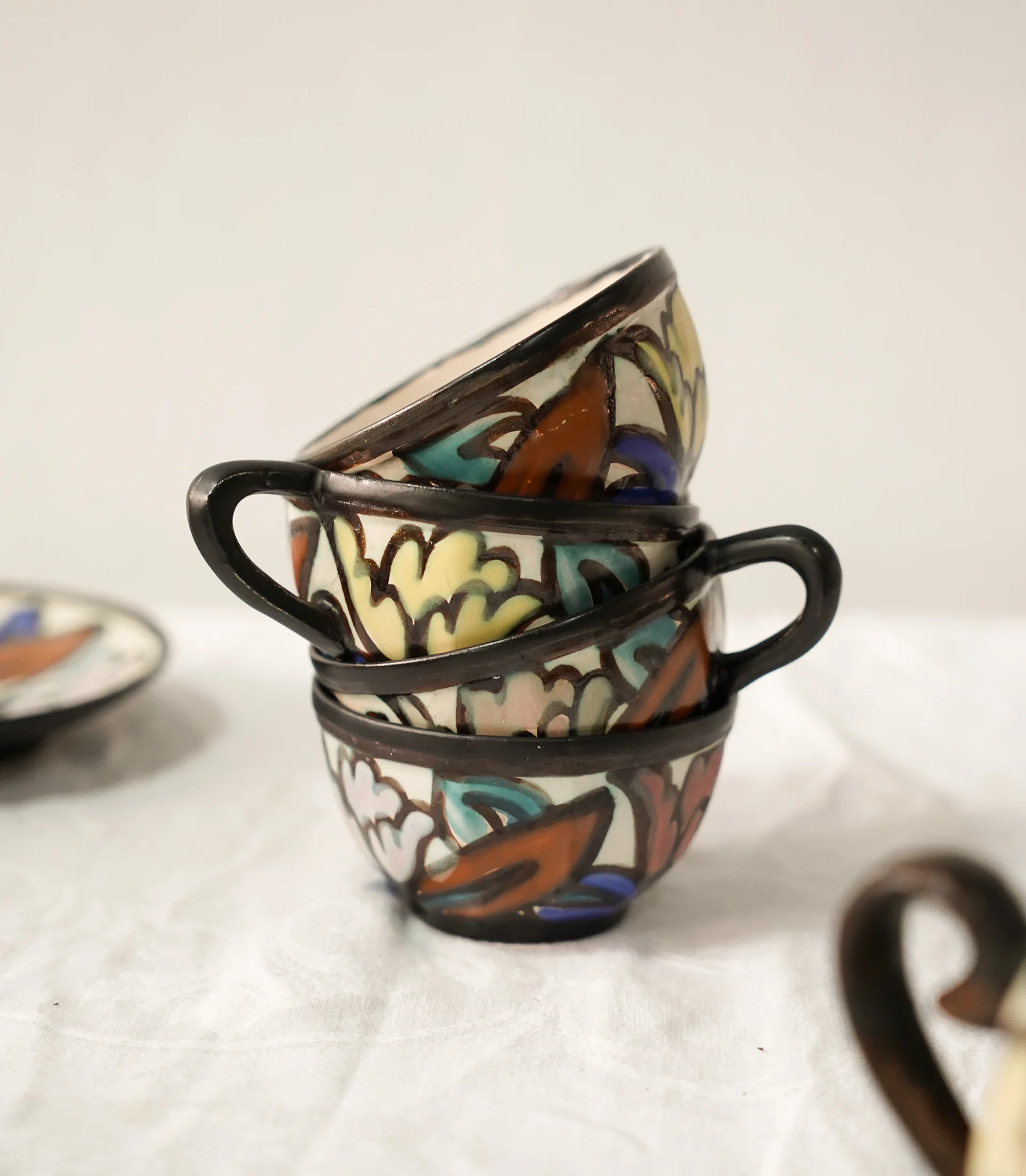 ☕ BERGEN, Belgium - Polychrome Ceramic Tea & Coffee Service - Image 5