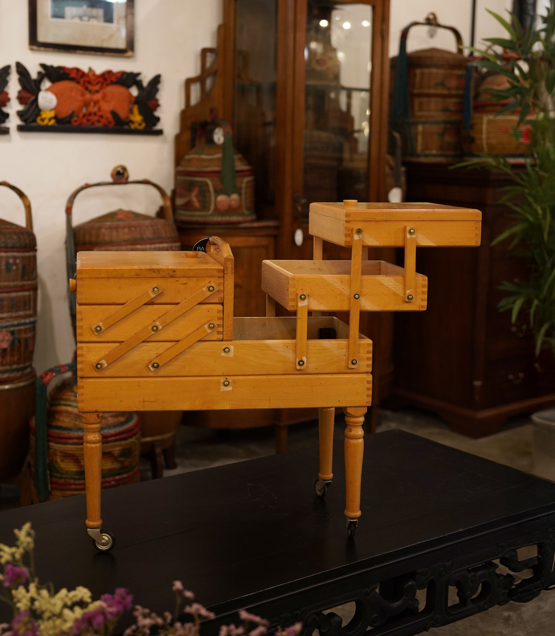 Grand Sewing Cabinet, Cantilever wood stand, Germany, 1930s - Image 3