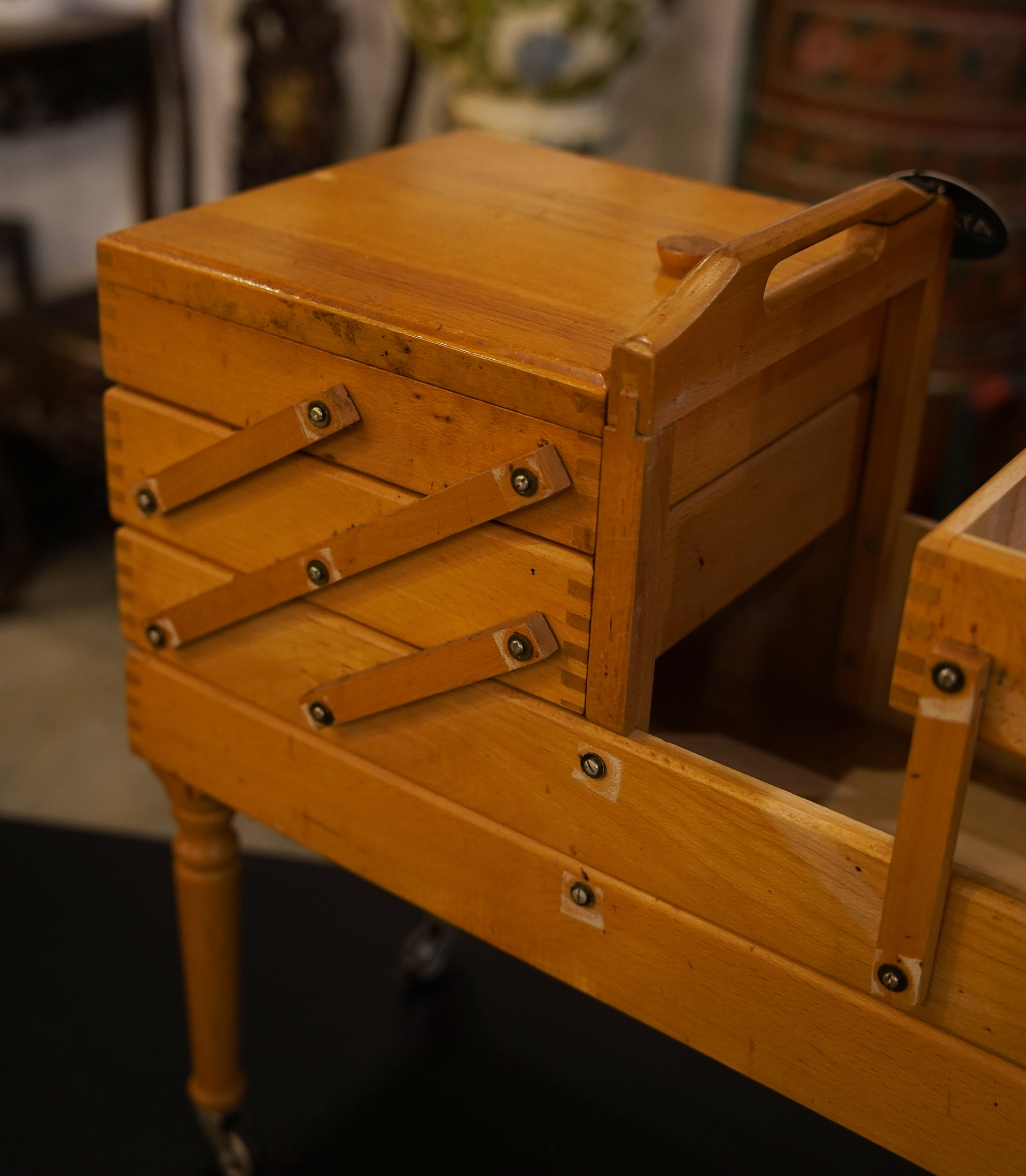 Grand Sewing Cabinet, Cantilever wood stand, Germany, 1930s - Image 6