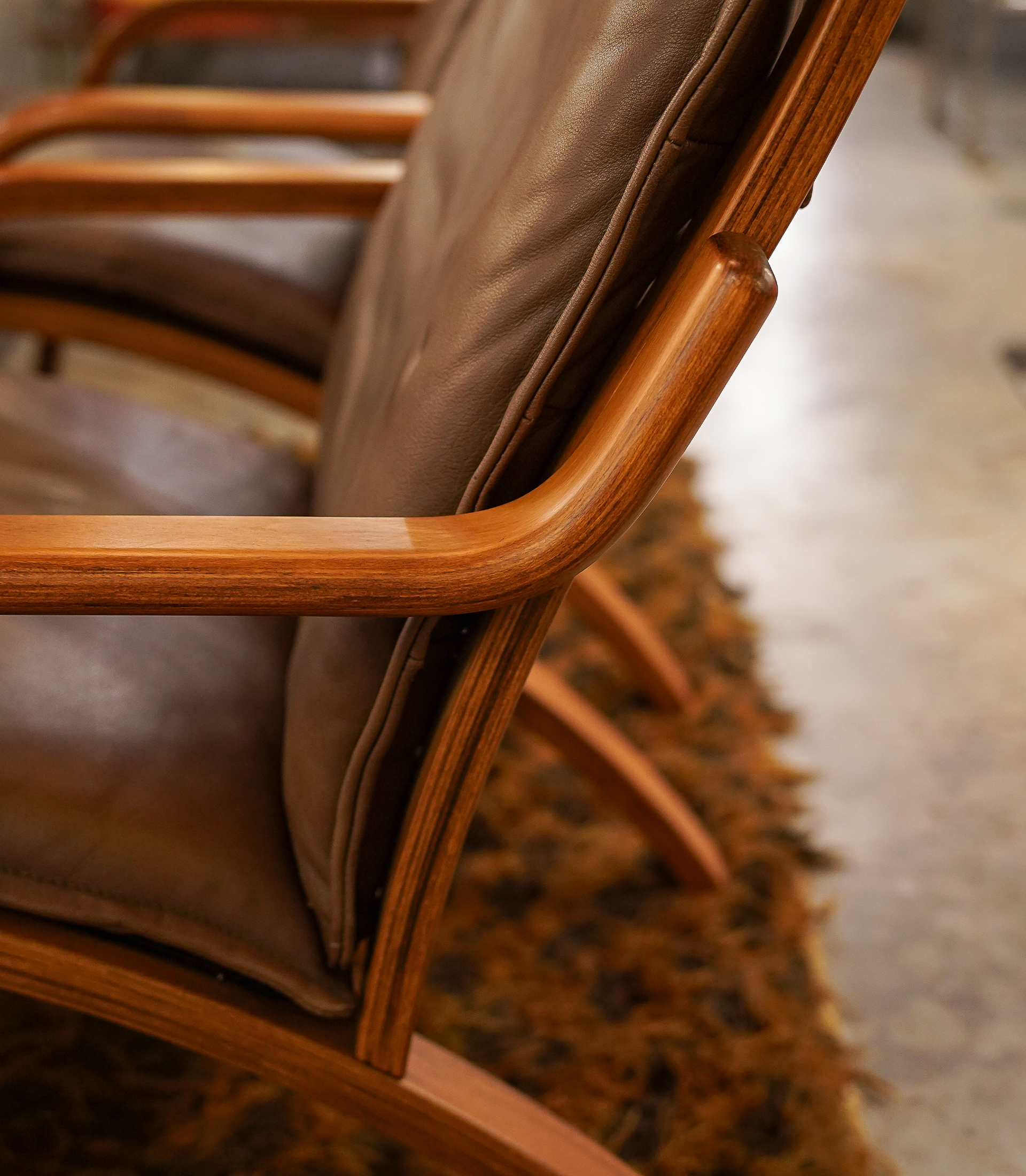 Pair of Stouby Bentwood Leather Lounge Chairs - Denmark, 1970s - Image 7